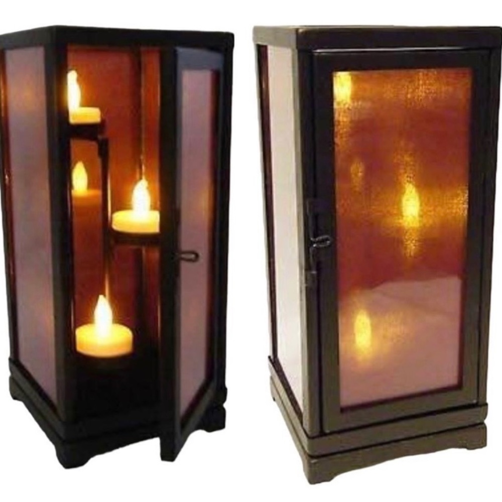 RETIRED Vintage PartyLite P9316 Moroccan Spice Lantern and 12 assorted tealights